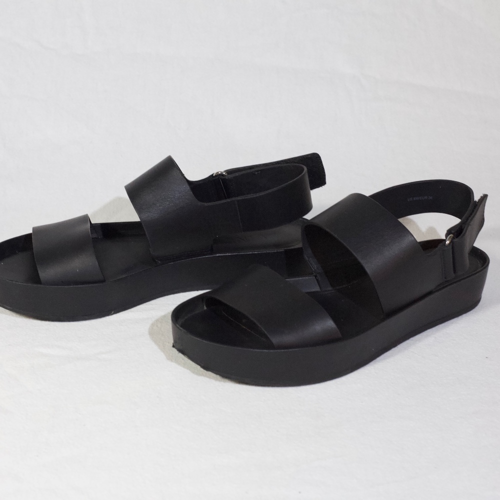 Black Marett Leather Platform Sandal, Black - Picture 3 of 8